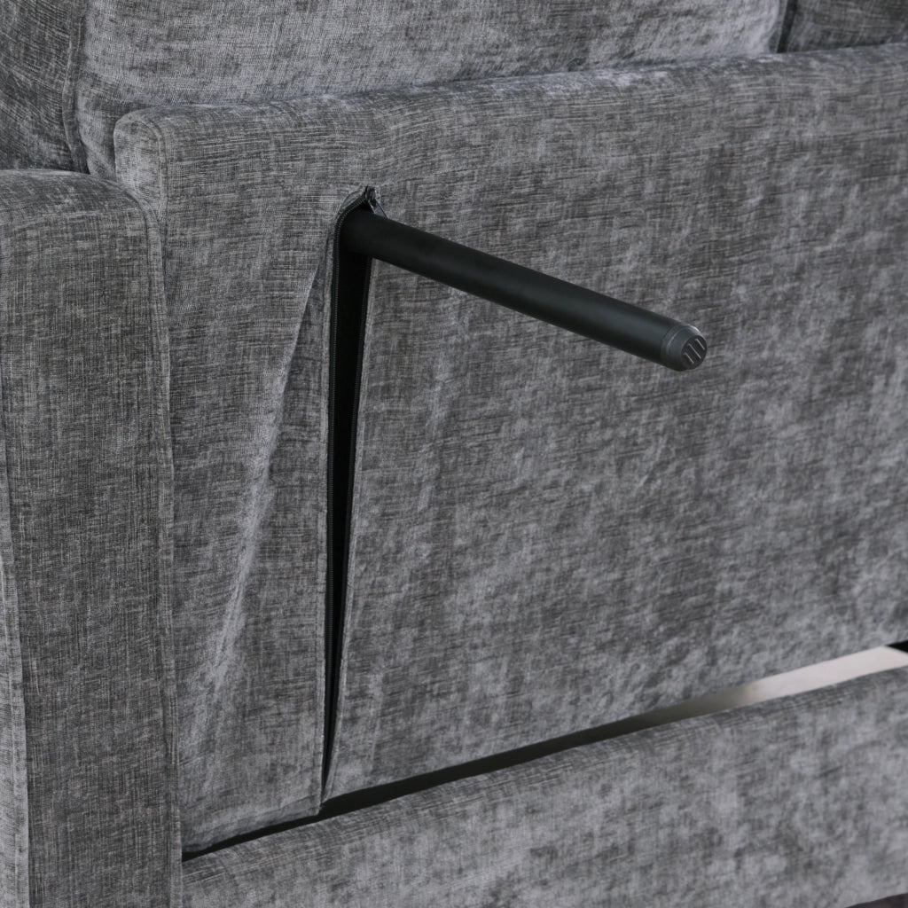Divano Letto Convertibile con contenitore tessuto traspirante in eucalipto grigio scuro 132 × 129 × 93 cm