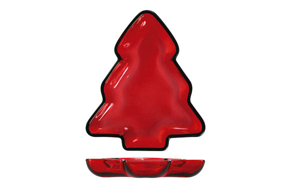 Piatto a forma di Albero di Natale Rosso 20X17X2.5