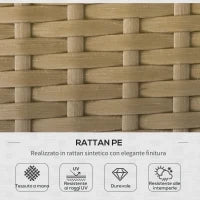Set da Giardino in Rattan Stile Boho Chic con Divano Angolare e e Tavolino, Crema e Caffè