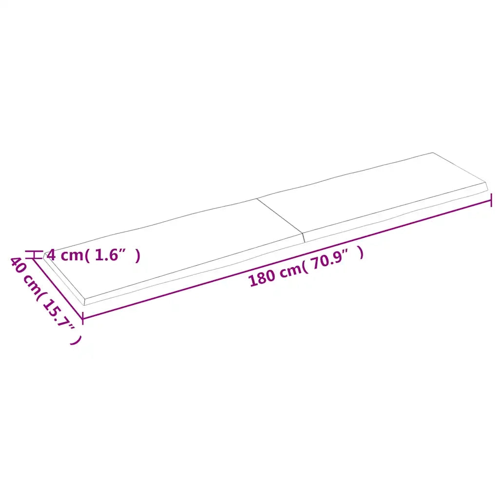 Piano Tavolo Marrone Chiaro 180x40x(2-4) cm Rovere Non Trattato 363974