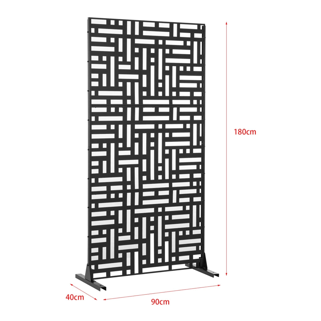 Parete divisoria in acciaio zincato per interni ed esterni 180 x 90 x 40 cm nero 03_0009274