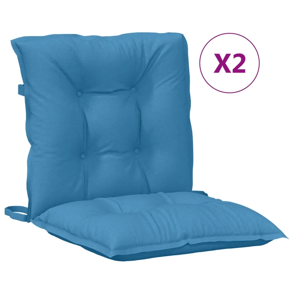 vidaXL Cuscini Sedia Schiena Bassa 2 pz Blu Mélange 100x50x7 Tessuto