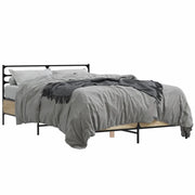 Letto matrimoniale | Letto per adulti | Giroletto Rovere Sonoma 140x200 cm in Legno Multistrato Metallo