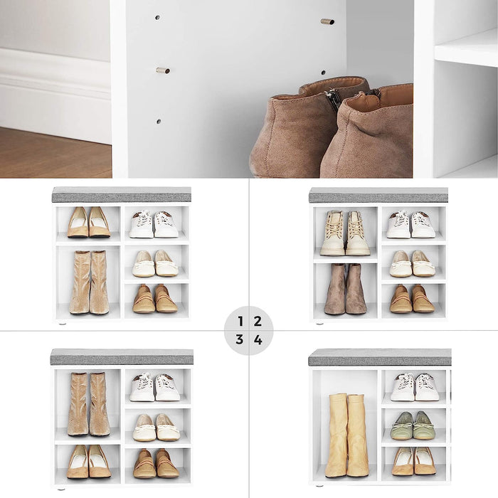 Scarpiera VALORA con seduta - Bianco LHS010W01