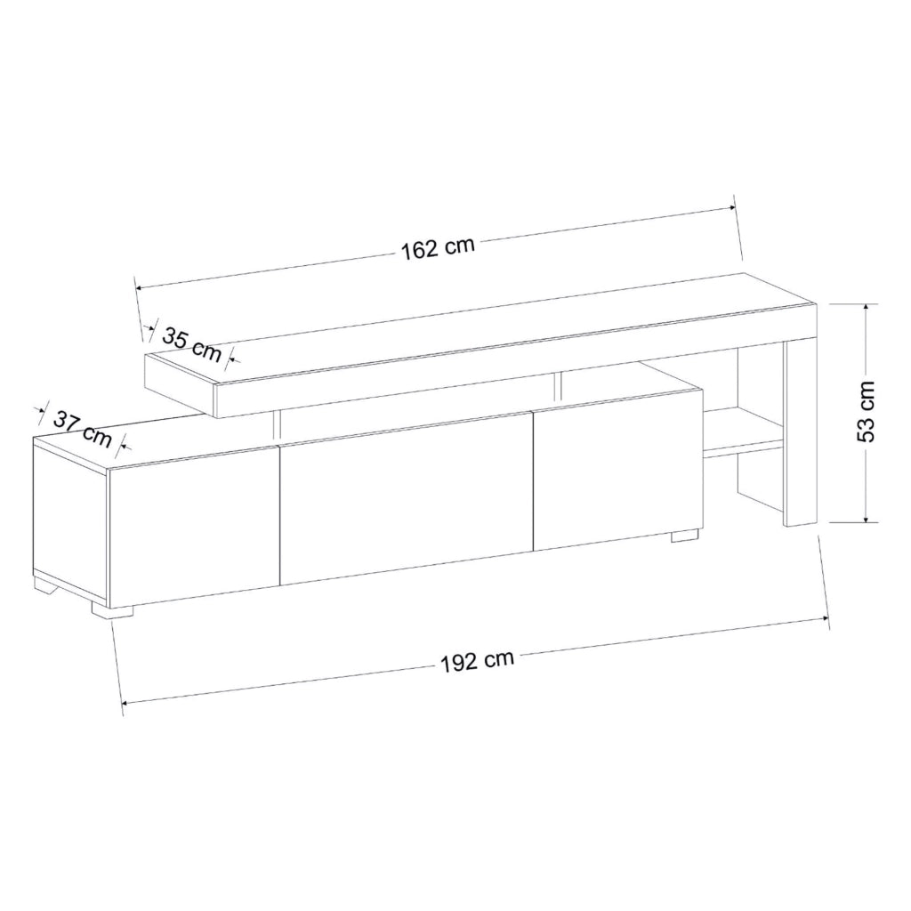 Trasacco, Mobile Porta tv un Ripiano, 192x37x53h cm Marrone Noce