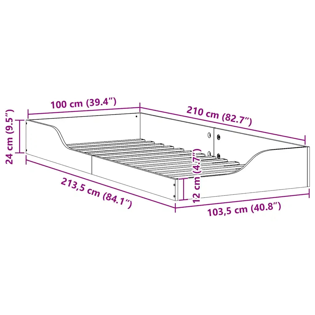 Struttura del letto Marrone cerato 100 x 210 cm Pino massello 873408