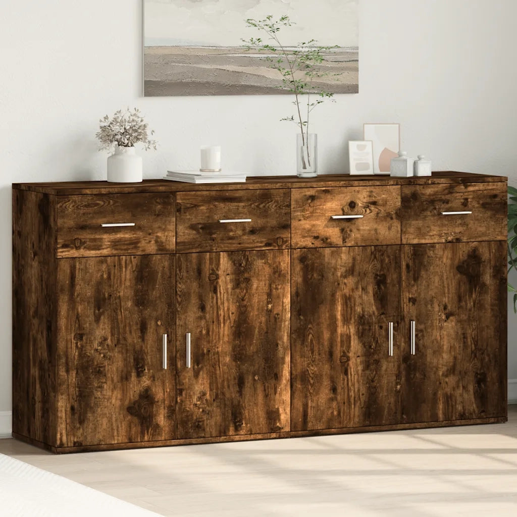 Credenze 2 pz | Madia | Buffet da pranzo | Armadio da pranzo Rovere Fumo 79x38x80 cm in Legno Multistrato
