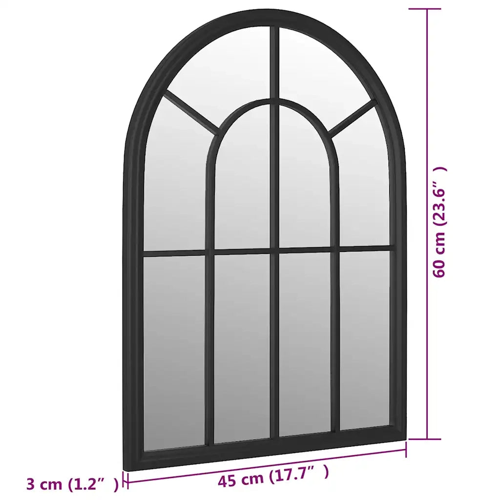 Specchio da Giardino-Specchio Decorativo-Specchio Esterno Nero 60x45 cm in Ferro per Uso Esterno