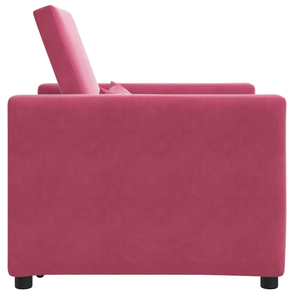 vidaXL Divano Letto Singolo Rosso vino 90 x 165 x 87 cm Velluto