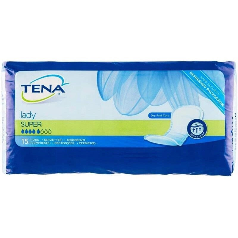 TENA LADY SUPER ASSORBENTI SENZA ALI IN CONFEZIONI DA 15 PEZZI