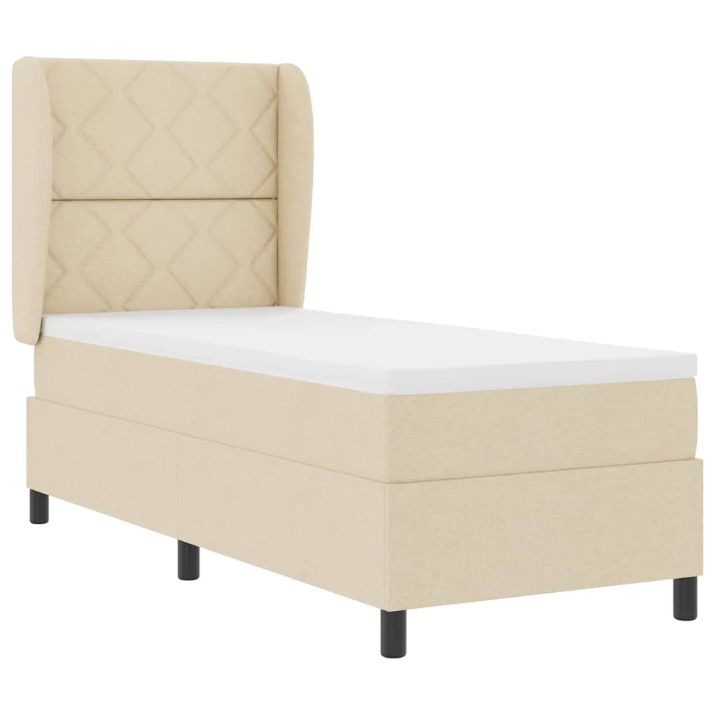 Letto a molle con materasso Crema 80 x 200 cm Tessuto 3340597