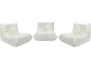 Set di 3 poltrone componibili in tessuto testurizzato "Velasca" - Bianco