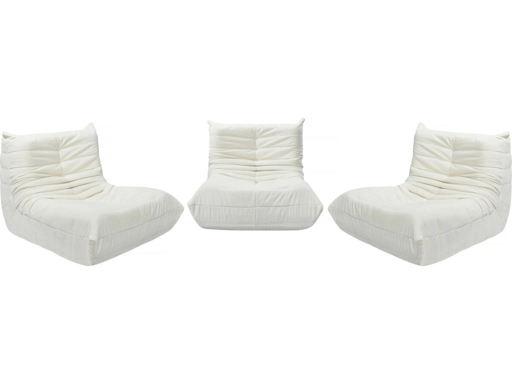 Set di 3 poltrone componibili in tessuto testurizzato "Velasca" - Bianco