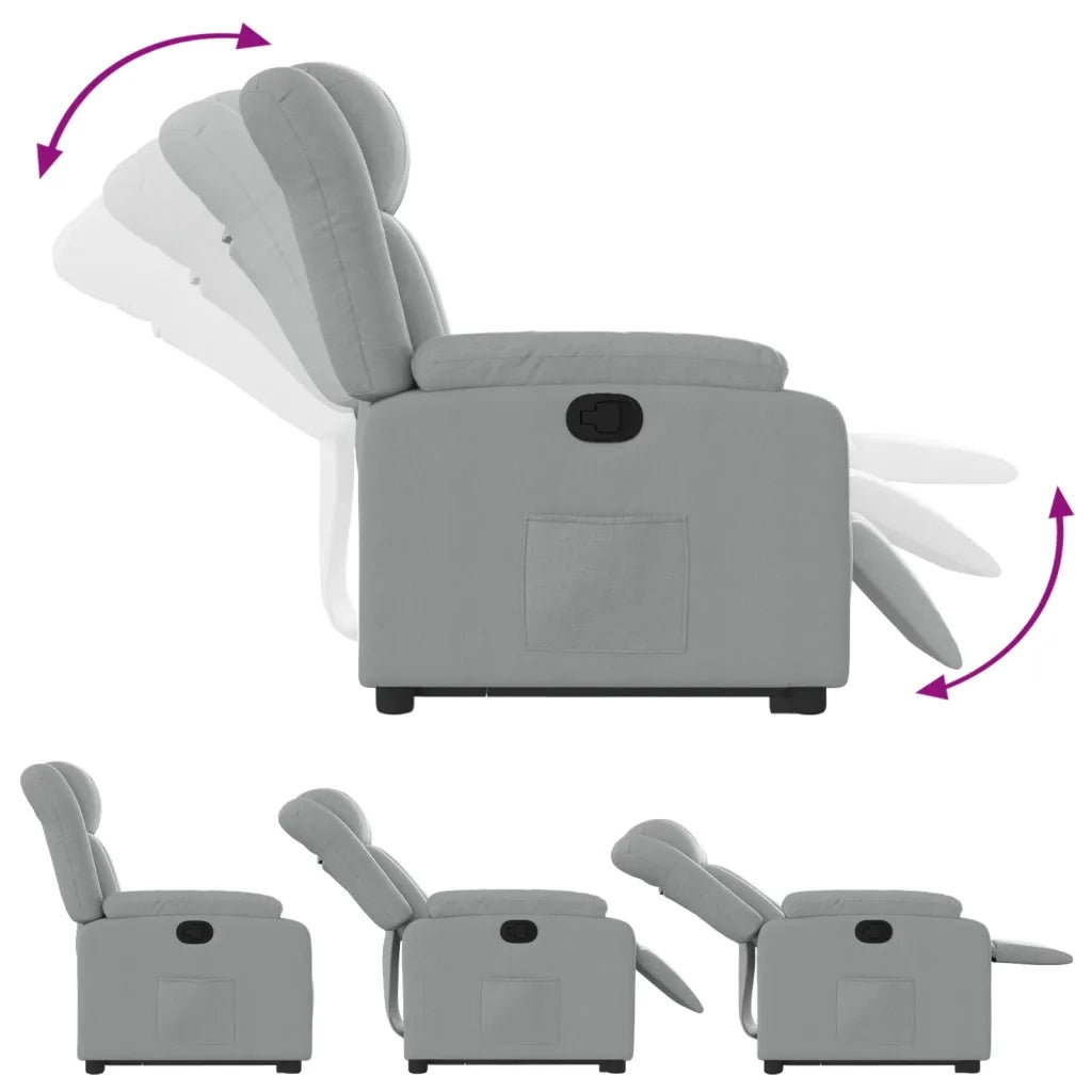 Poltrona Alzapersona Reclinabile Grigio Chiaro in Tessuto 3205316