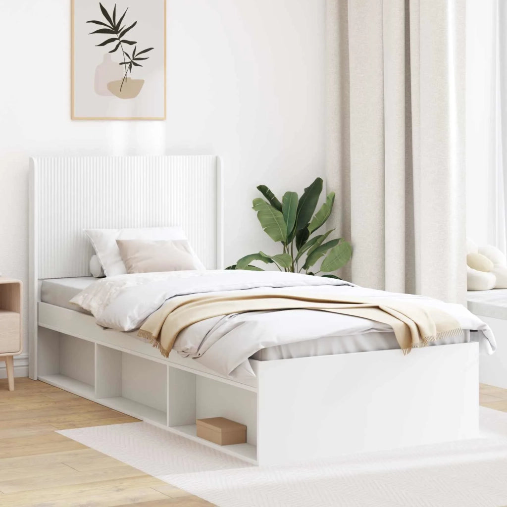 Struttura del letto con stoccaggio e testata Bianco 90 x 200 cm 3413893