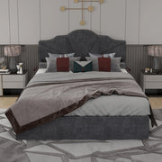Letto Contenitore Imbottito ¨C MINIMAL ¨C Grigio 140x200 con Testiera, Doghe e Alzata Idraulica