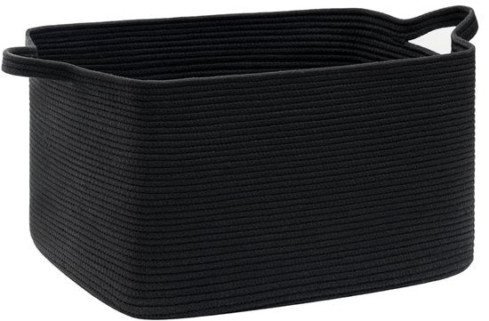 Cesto in tessuto di cotone 63L (nero), contenitore per giocattoli per bambini con maniglie rinforzate, cesto quadrato pieghevole in cotone tessuto per la camera da letto dei bambini, la stanza da bagno