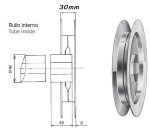 Puleggia passante in ferro zincato per cinghia - Puleggia da 20 cm
