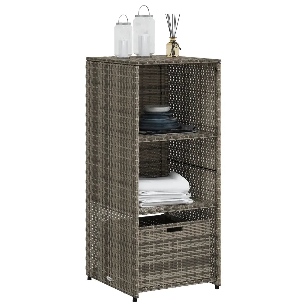 Armadietto Portaoggetti Giardino Grigio 50x55x115cm Polyrattan 365549