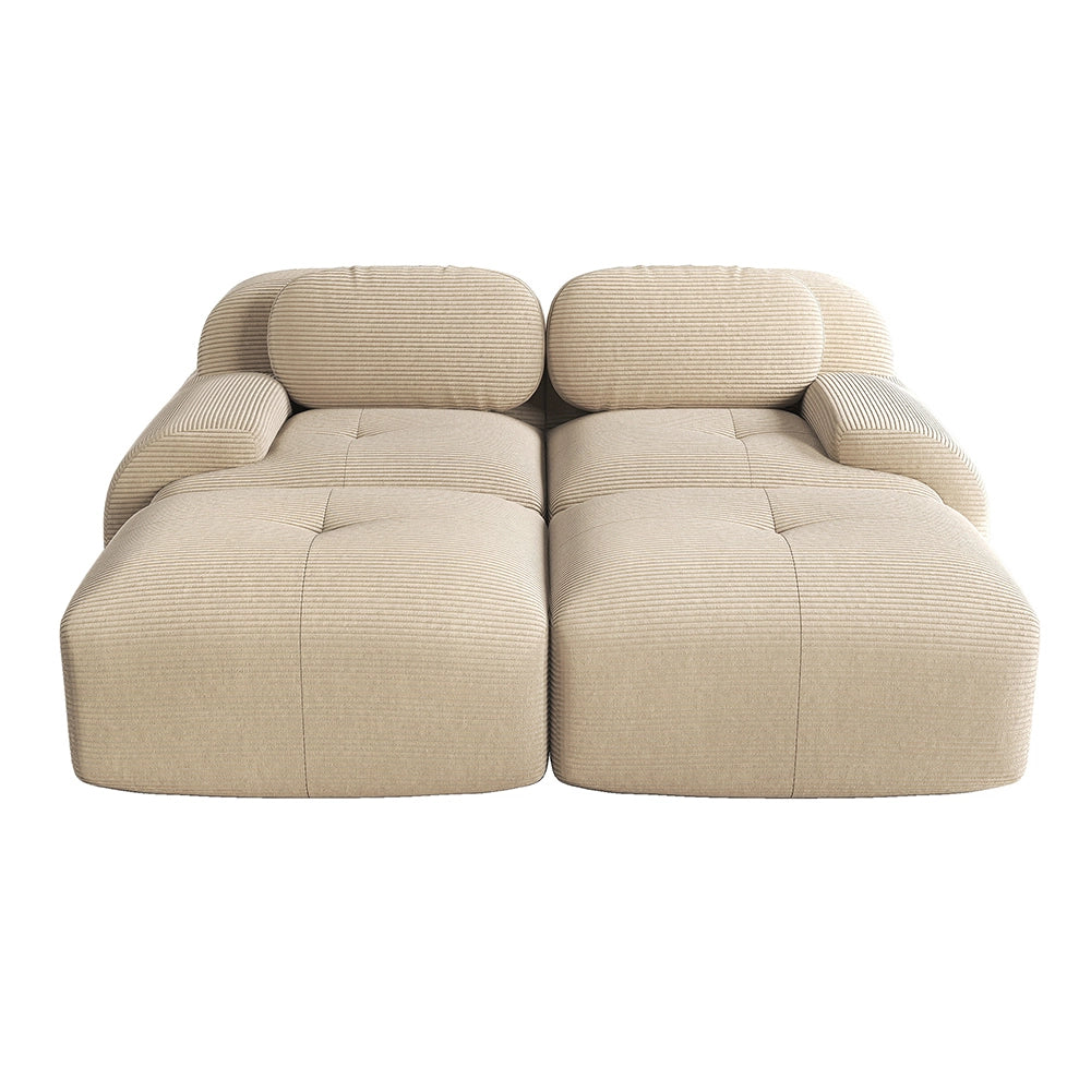 Divano 2 posti modulabile - Xylo - Con chaise longue, antiscivolo, braccioli ergonomici, beige
