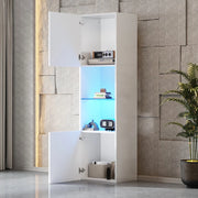 Vetrina con Illuminazione LED ¨C MINIMAL ¨C Bianco Lucido, 1 Ripiano in Vetro, 45x35x160 cm