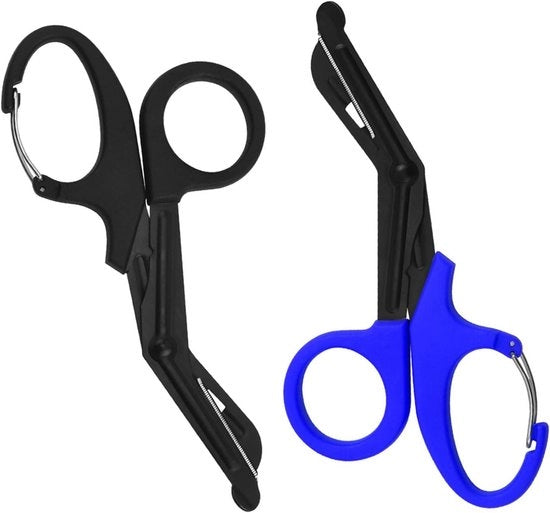 Serratura a due pezzi 19 cm con chiusura a gomito, cesoie di salvataggio, cesoie per abbigliamento - nero e blu