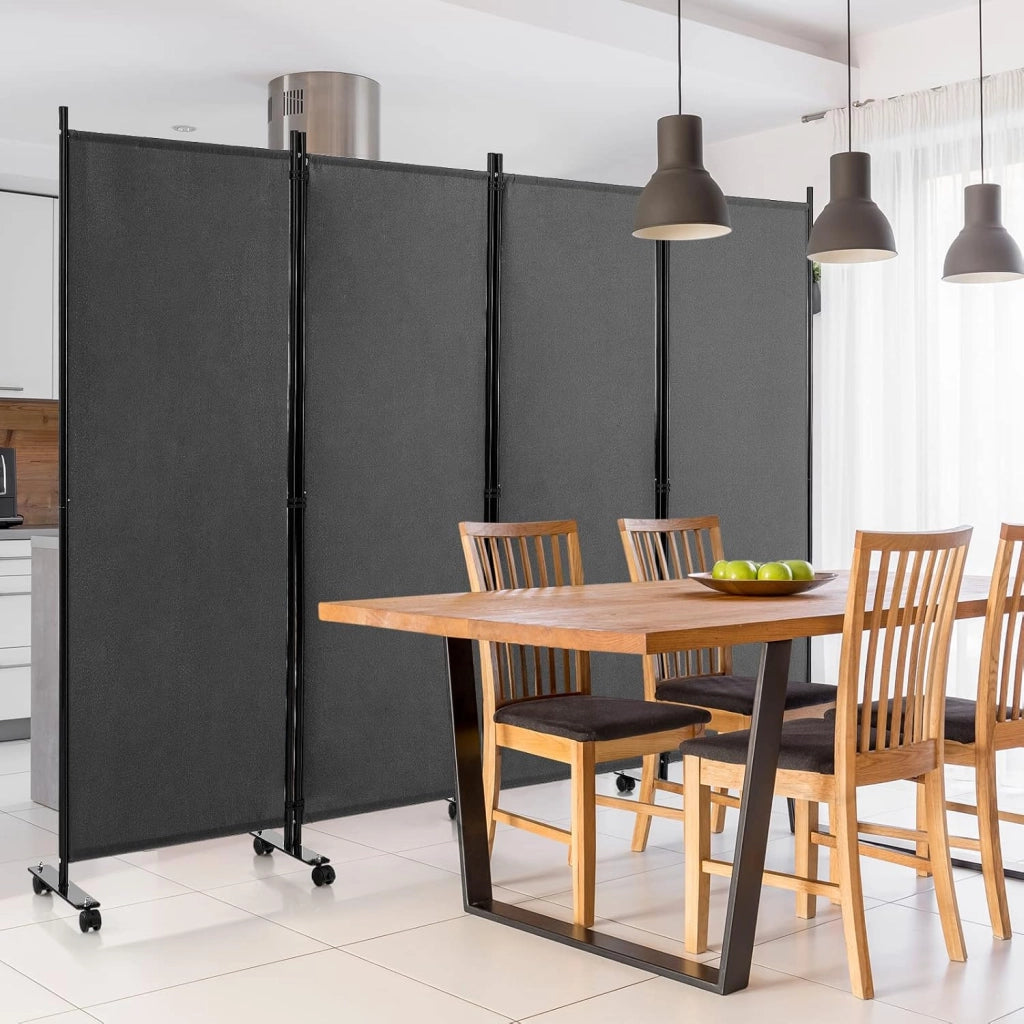 Divisorio Paravento con Ruote 4 pezzi, Divisorio da Parete in Ferro, Protezione Privata per Camera da Letto, Ufficio，224 x 172 cm，4 Colori