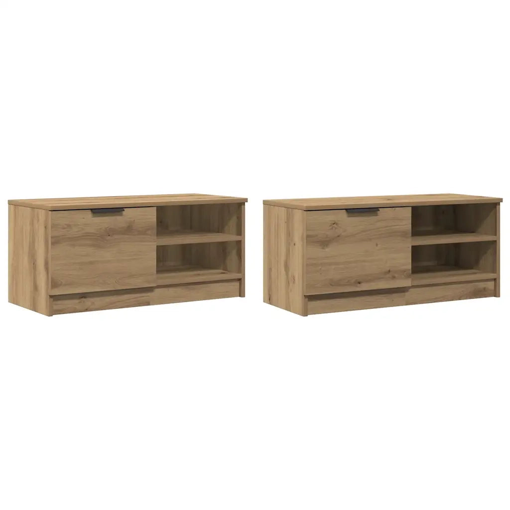 Mobili Porta TV 2 pz-Set di 2 Credenza per TV Rovere Artigianale 80x35x36,5cm Truciolato