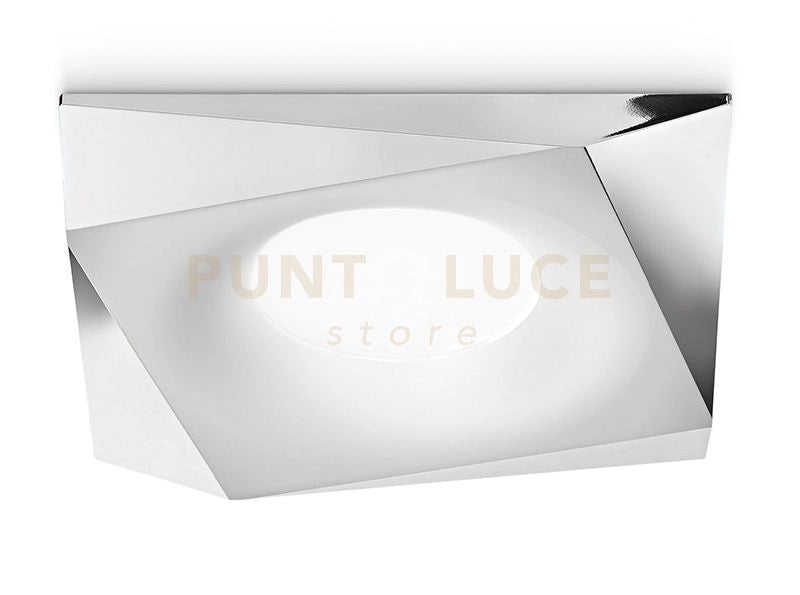 GFA163- FARETTO DA INCASSO 1 LUCE ATTACCO GU10 CROMO LUCIDO ALLUMINIO QUADRATO 8,9CM