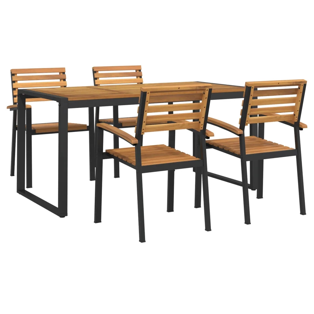 Set Pranzo da Giardino 5 pz Legno Massello di Acacia e Metallo 3155408