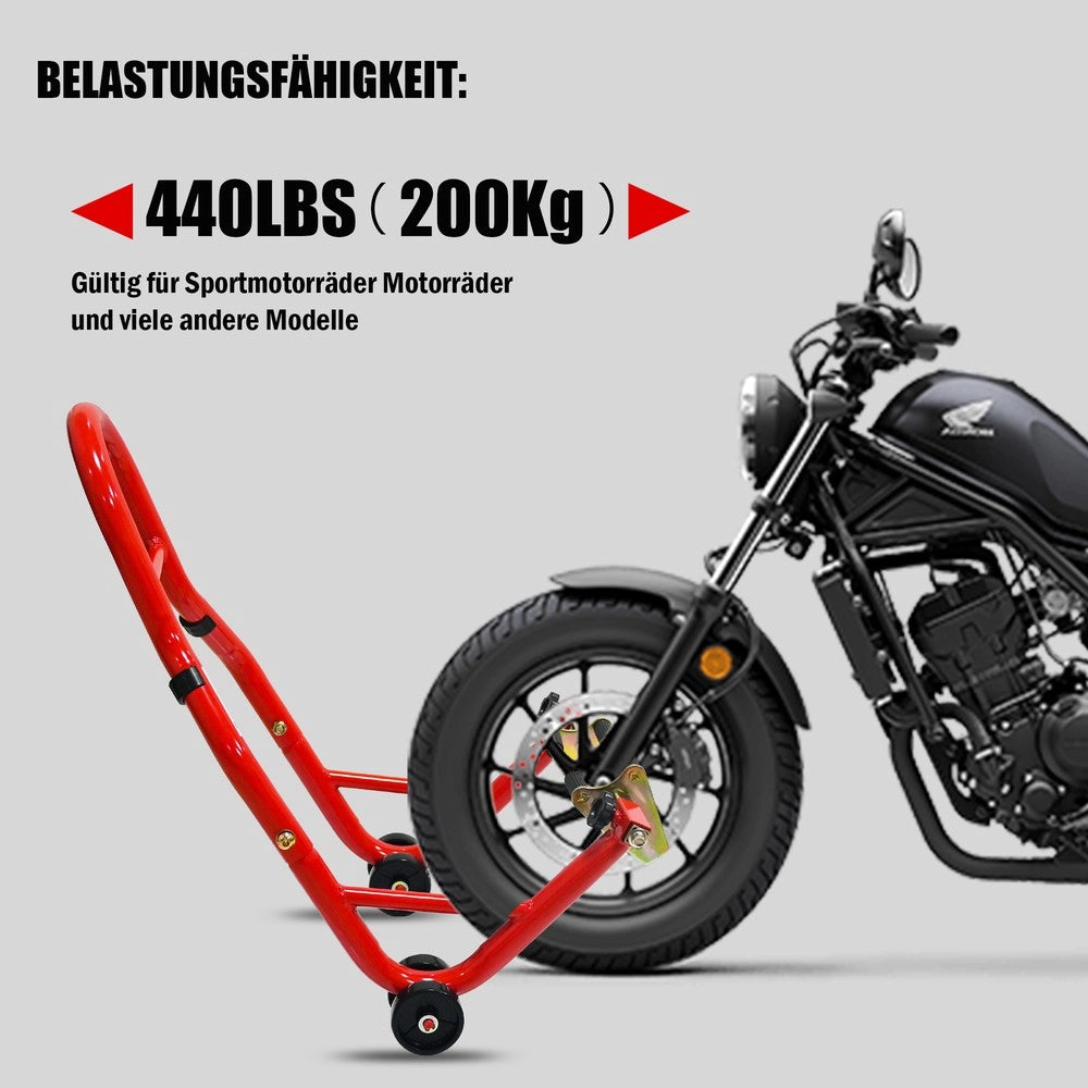 Cavalletto per Moto 200 kg con Aggancio Anteriore e Posteriore ¨C MINIMAL ¨C Rosso