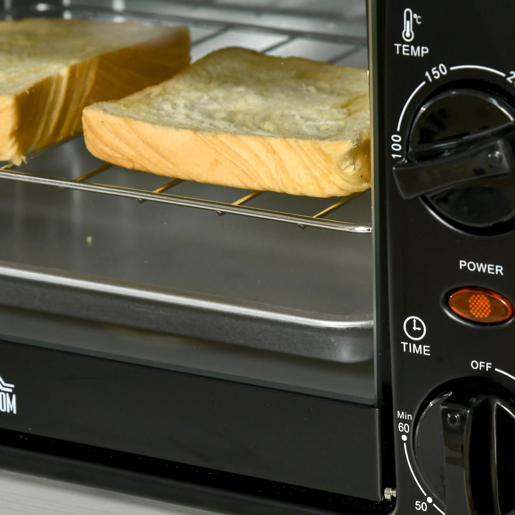 Mini Forno Elettrico 10 L 750 W con Temperatura 100-230°C; Timer 60 Min; Teglia e Griglia