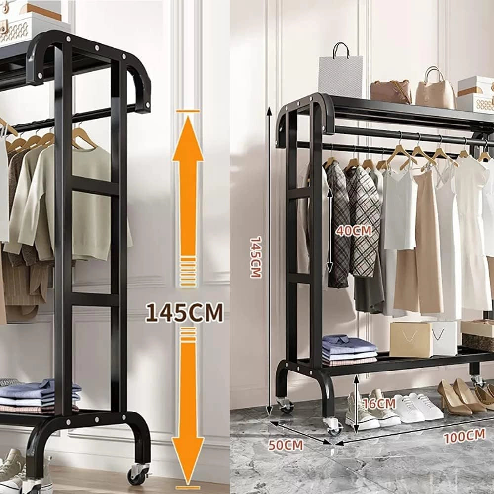 Appendiabiti Robusto, Appendiabiti in Metallo con Scarpe, Appendiabiti 3 in 1, per Soggiorno, corridoio, Ufficio, Camera da letto/nero/80 cm