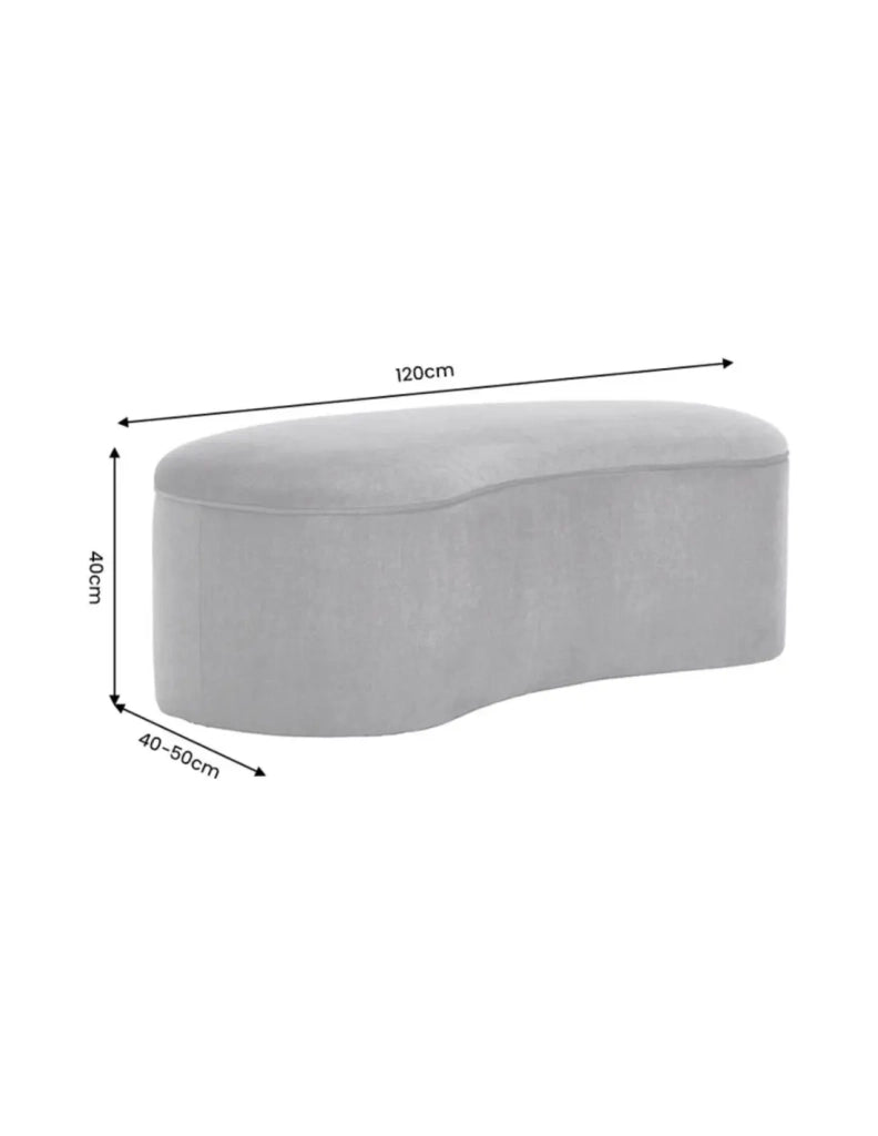 Pouf contenitore NYJY in velluto – Grigio grafite – 120 x 40 x 50 cm
