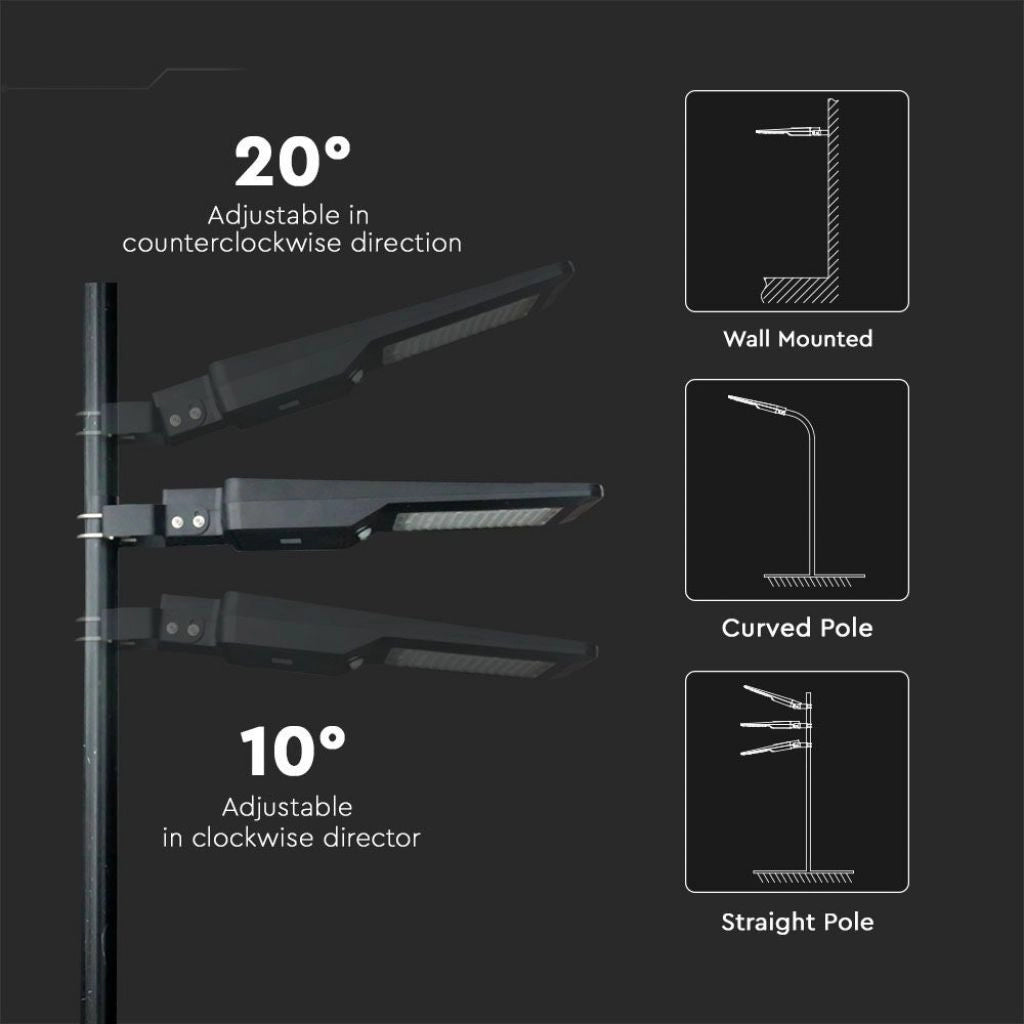 Lampione Armatura Stradale LED SMD 40W 120LM/W con Pannello Solare e Sensore PIR Colore Nero 4000K IP65