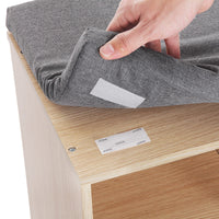 Scarpiera Valora con seduta, contenitore per corridoio in rovere con cuscino