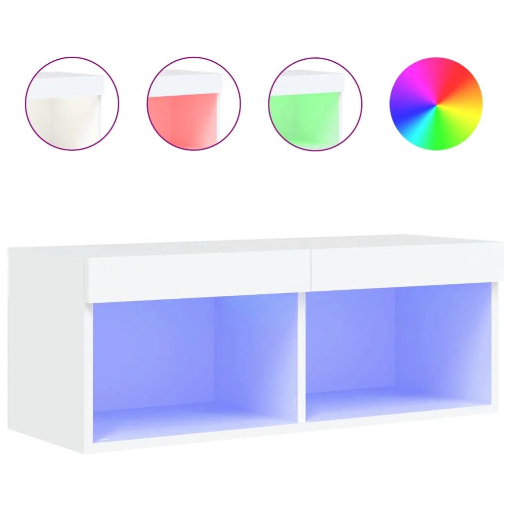 Mobile TV multimediale scaffale TV credenza mobile TV per sala da pranzo soggiorno camera da letto con luci LED 80 x 30 x 30 cm bianco 02_0026614