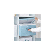 Trade Shop - Box Scatola Salvaspazio Armadio Contenitore Porta Oggetti Organizer 48x38x28 Cm - Celeste