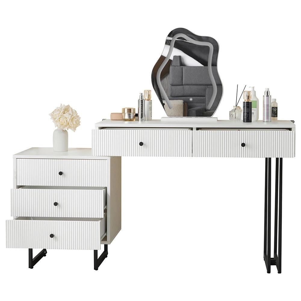 Coiffeuse con specchio e illuminazione LED - Xylo - L100/H76/P40 cm - Plateau coulissant, LED 3 colori
