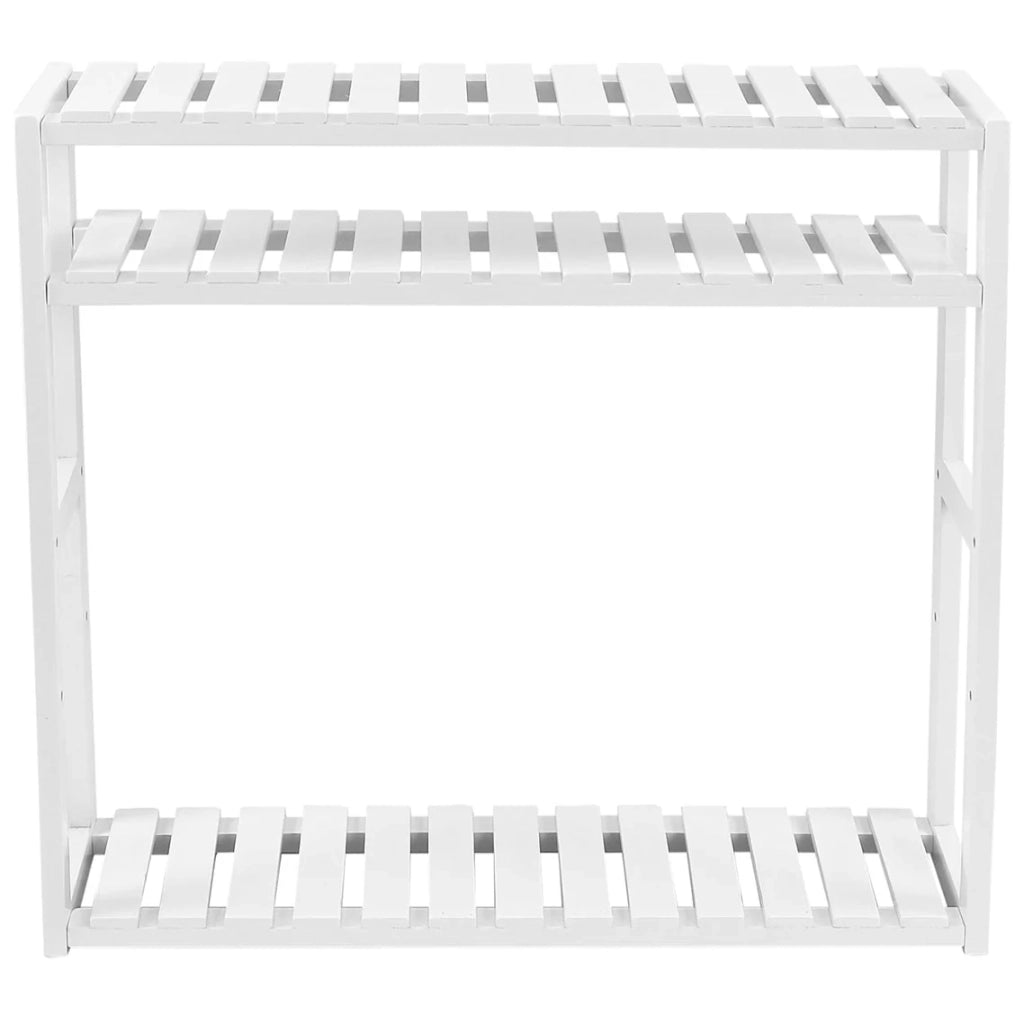 Mensola in bambù mobile contenitore mensola da parete per bagno soggiorno corridoio ingresso dimensioni 60 x 15 x 54 cm bianco 12_0005752