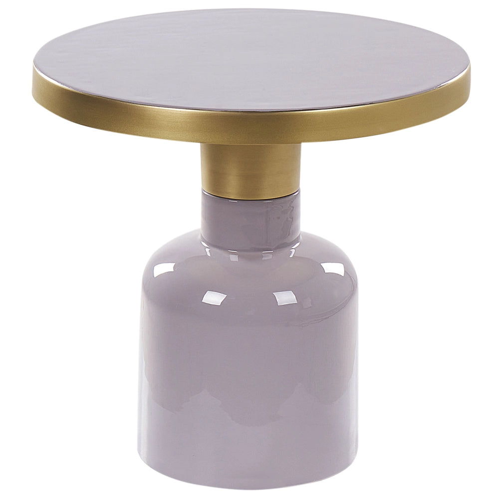 Tavolino da caffè moderno in ferro con finitura smaltata e lucida piano di design rotondo in ottone viola soggiorno contemporaneo minimalista