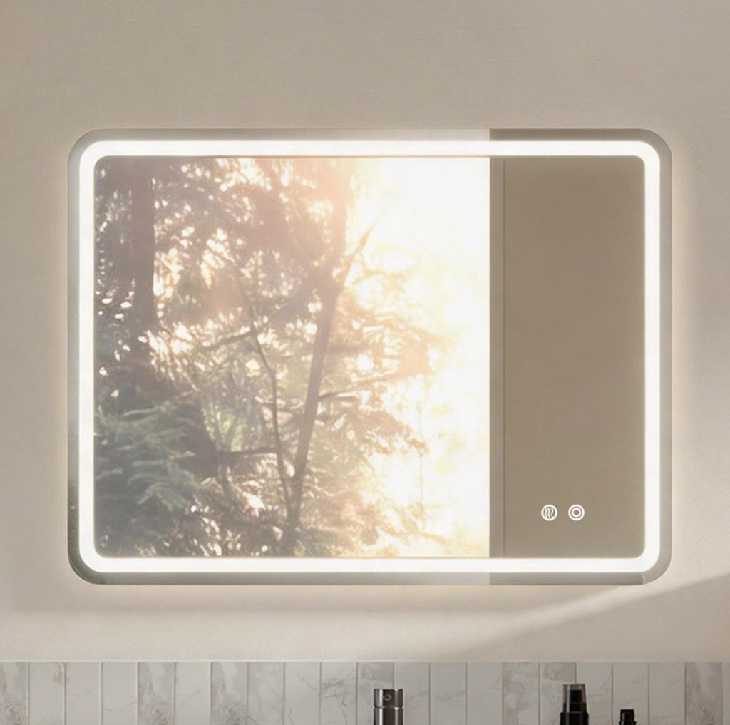 Specchio LED da bagno 80 x 60 cm argento, antiappannamento, touch, dimmerabile