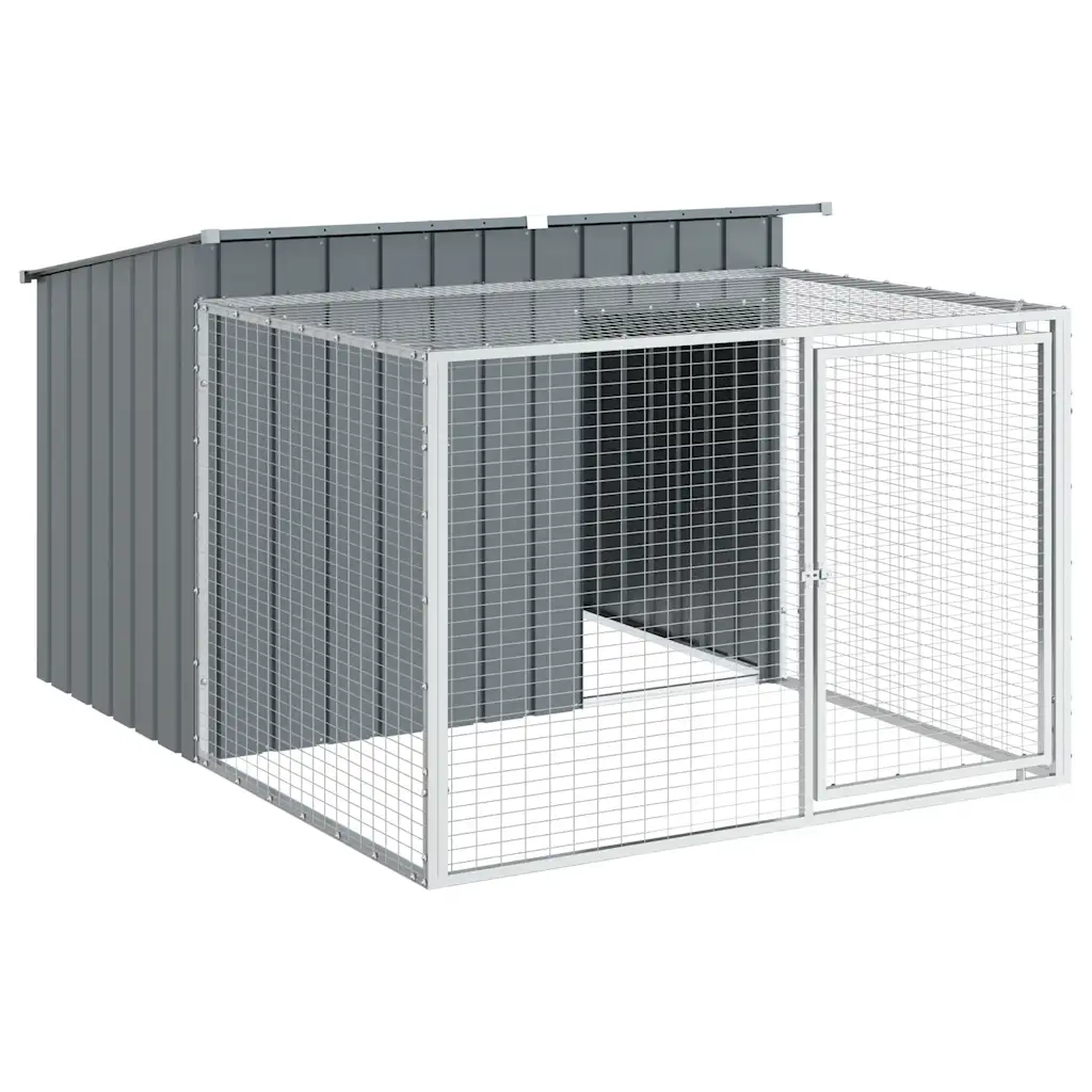 Cuccia per cani con recinto antracite 153x194x110 cm in acciaio zincato