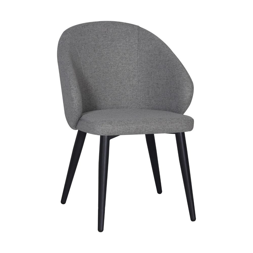 Set 2 Sedie imbottite Patya in tessuto grigio cenere con gambe nere – Comfort essenziale e carattere moderno