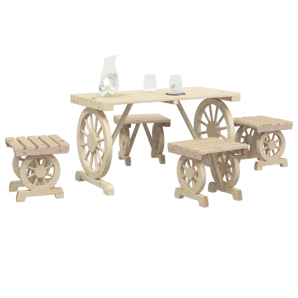 Set da Pranzo da Giardino 5 pz in Legno Massello di Abete