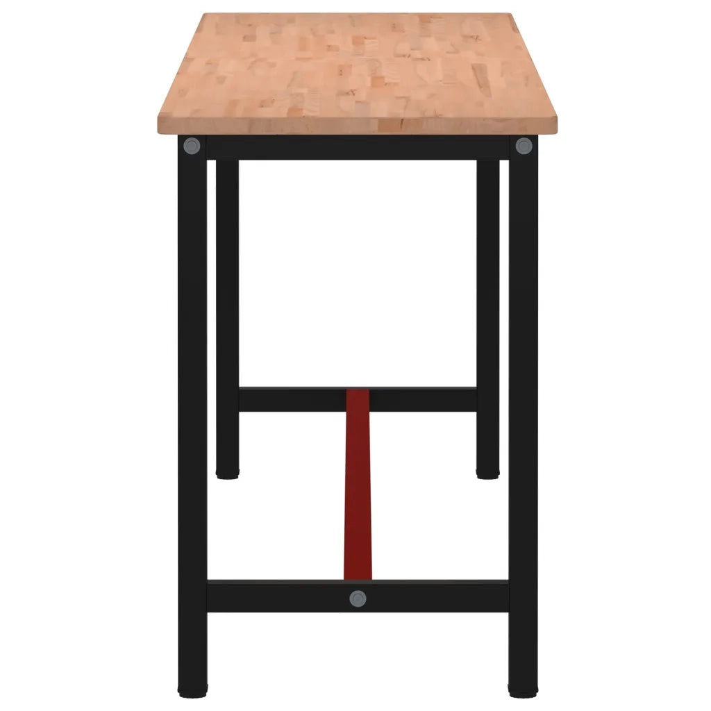 Banco da Lavoro 220x55x81,5 cm Legno Massello Faggio e Metallo 3188908