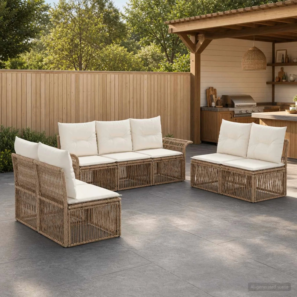 Set Divano da Giardino 7 pz Beige polyrattan 3434799