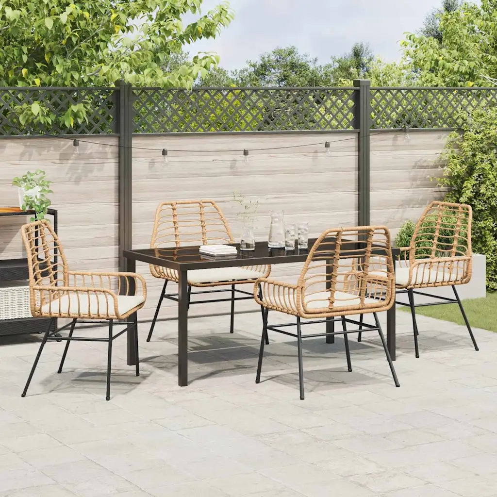 Set da Pranzo per Giardino 5 pcs Marrone polyrattan 3380865