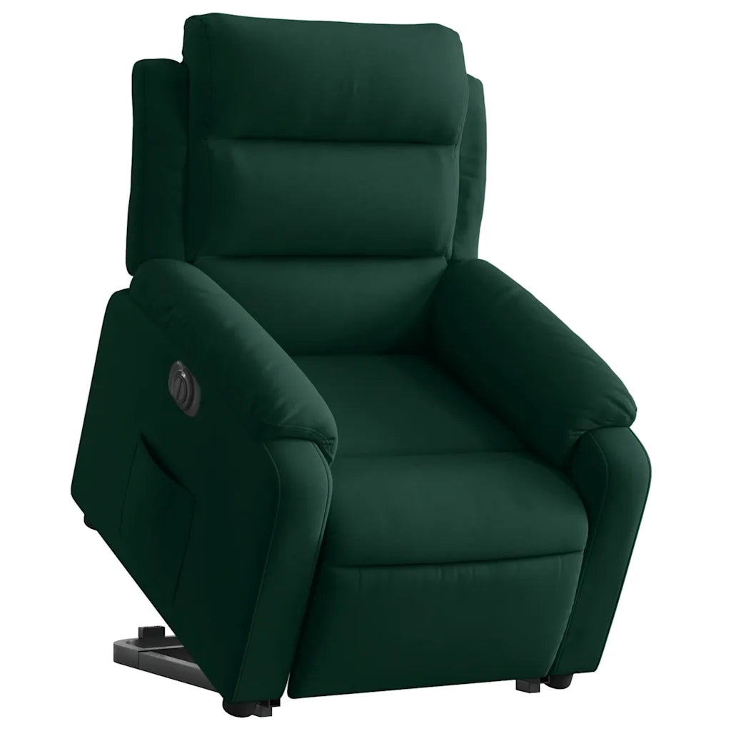 Poltrona Alzapersona Reclinabile Elettrica Verde Scuro Velluto 3205116
