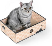 Cassa da Gatto Portatile - Sdraiogatto in Carta Carta per Gatti - Gatto con Superficie Doppia in Materiali Resistenti e Progetto di Buco Interattivo - Medio - Scacchiera